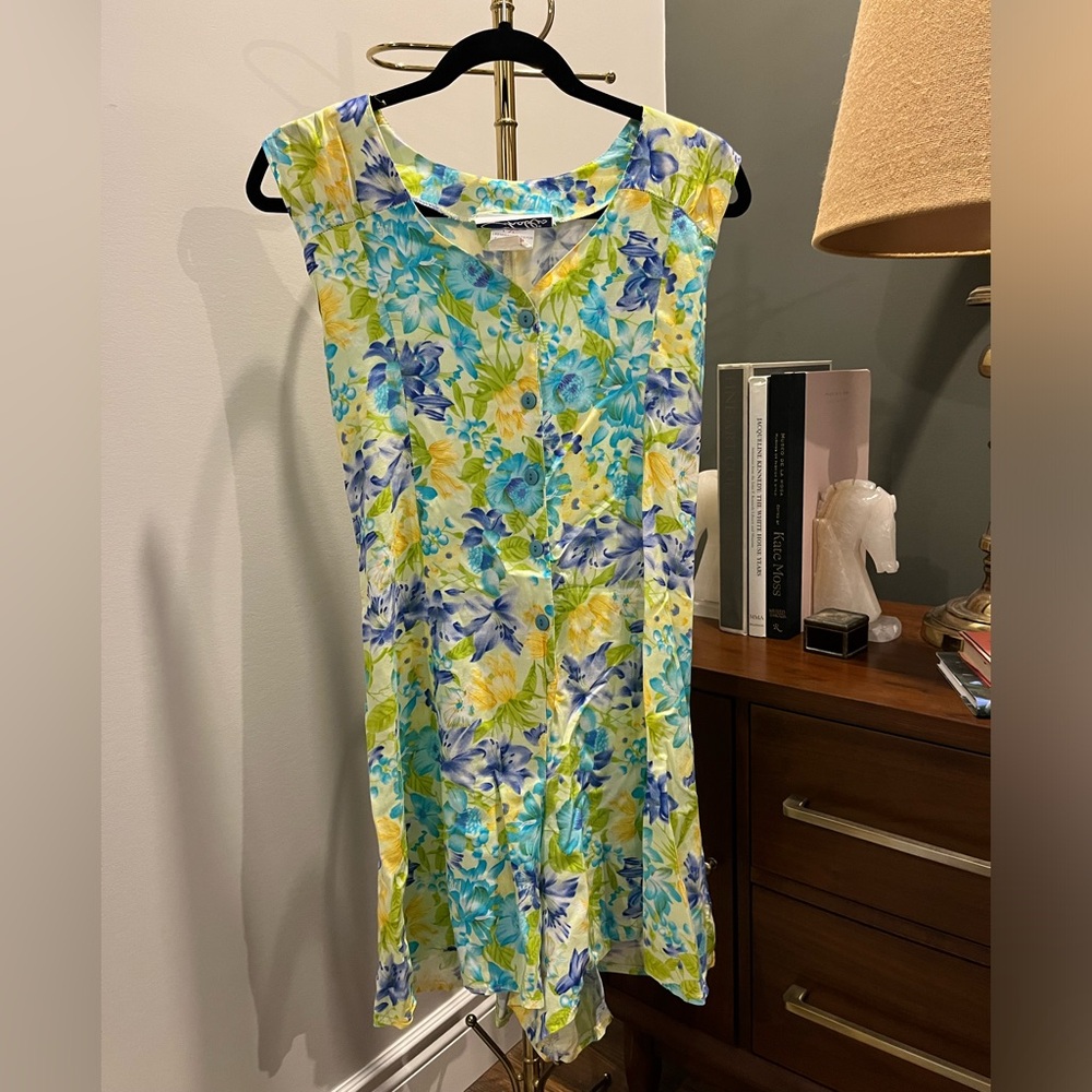 90s Floral Blue and Yellow Romper
